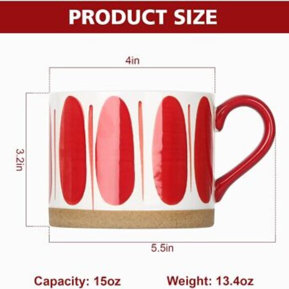 🎄New🎄 Christmas Red Ceramic Coffee Mug with Handle, 15.2 oz - Picture 3 of 10
